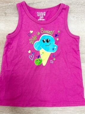Garanimals Bright Pink Graphic Tank with Ice Cream Heart Print